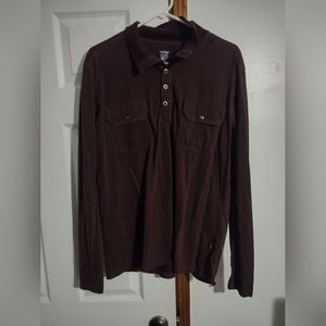 KÜHL Long Sleeve Burgundy 1/4 Button T-Shirt Men's Size L